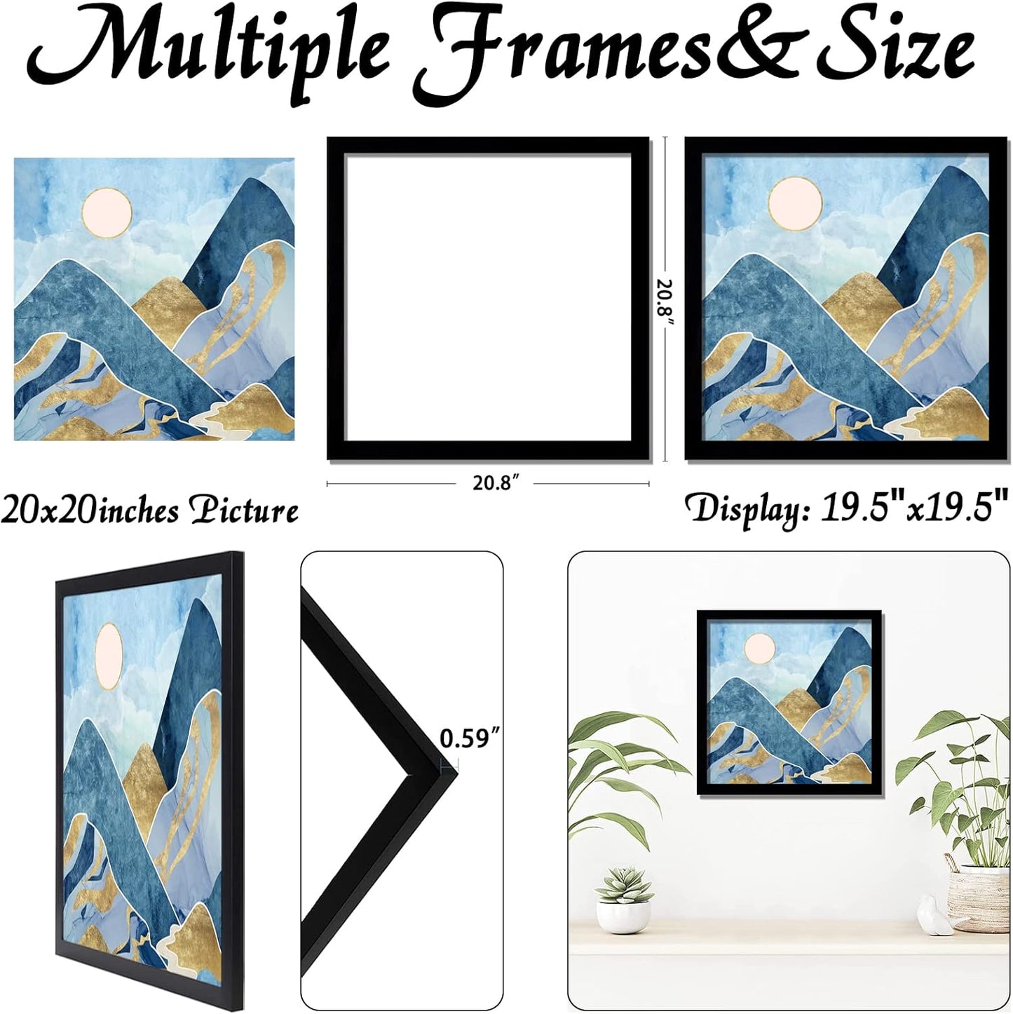 Picture Frame for Photo Poster Canvas Certificate Document Display Horizontally or Vertically High Transparent Wall Gallery