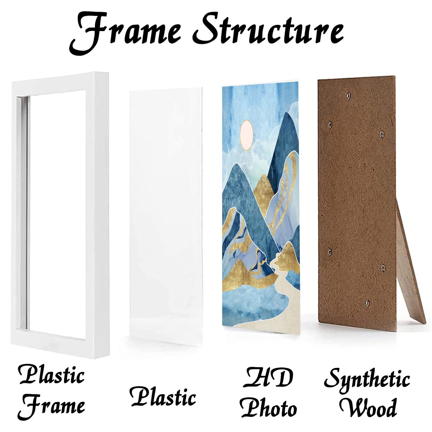 Picture Frame for Photo Poster Canvas Certificate Document Display Horizontally or Vertically High Transparent Wall Gallery