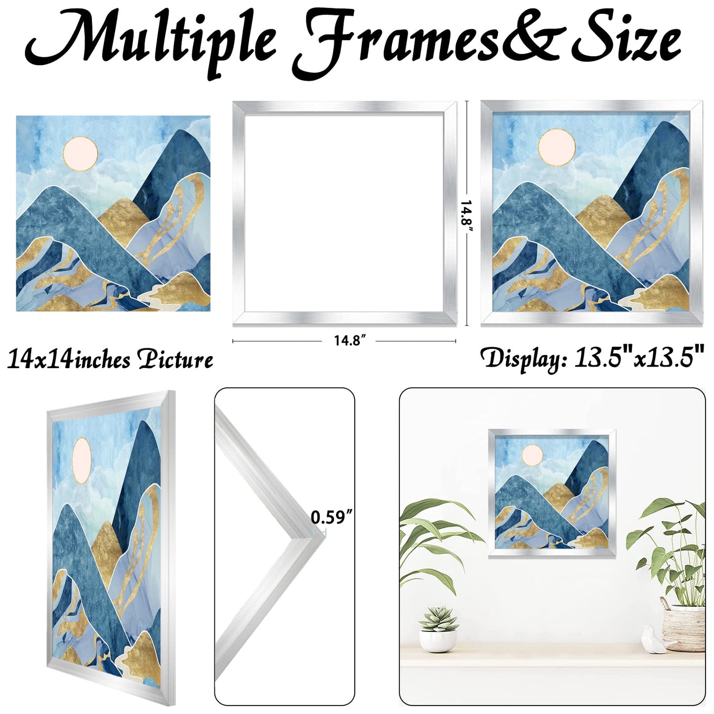 Picture Frame for Photo Poster Canvas Certificate Document Display Horizontally or Vertically High Transparent Wall Gallery