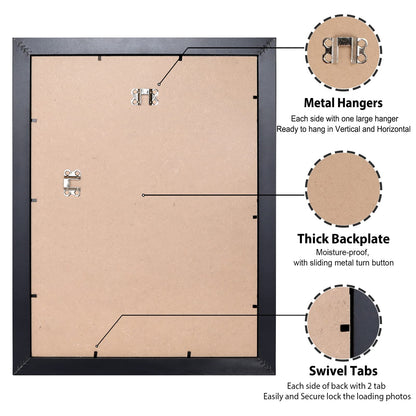 All Sizes Picture Frame, With or Without Mat, Stable and Sturdy Frame and Polished Plexiglass, Horizontal and Vertical Hanging