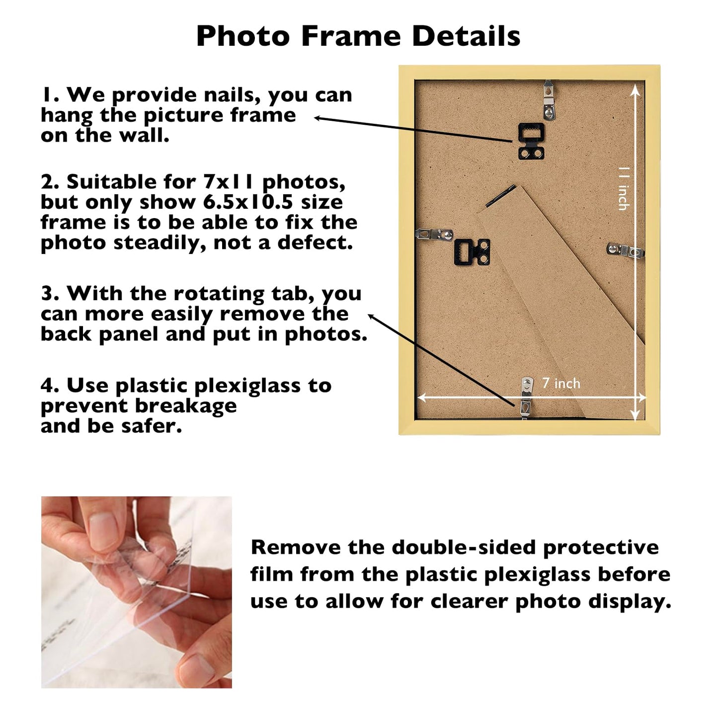 Picture Frame for Certificate Poster and Photo, Horizontal and Vertical Formats for Wall Hanging or Tabletop, Shatter Resistant Plexiglass