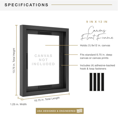 Floating Canvas Frame, Art Frames for Canvas Paintings with Adhesive Fasteners and Hanging Hardware