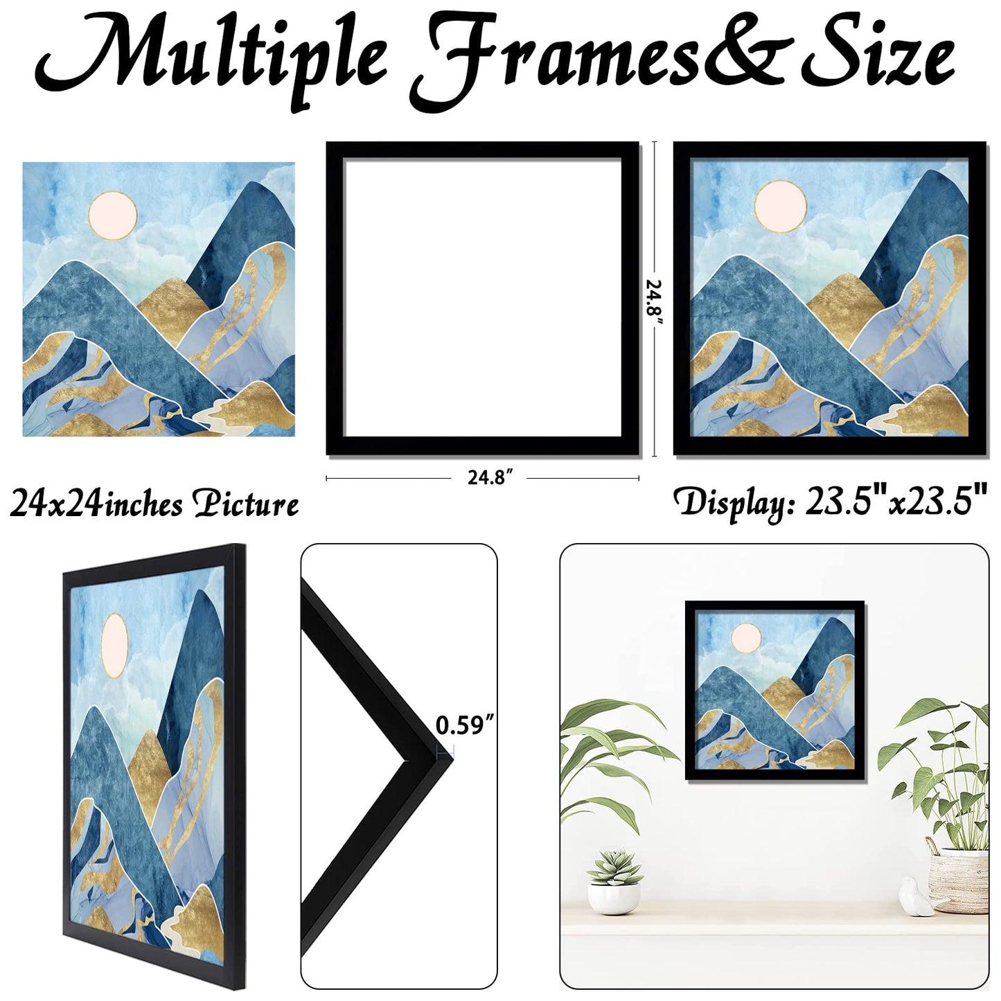 Picture Frame for Photo Poster Canvas Certificate Document Display Horizontally or Vertically High Transparent Wall Gallery