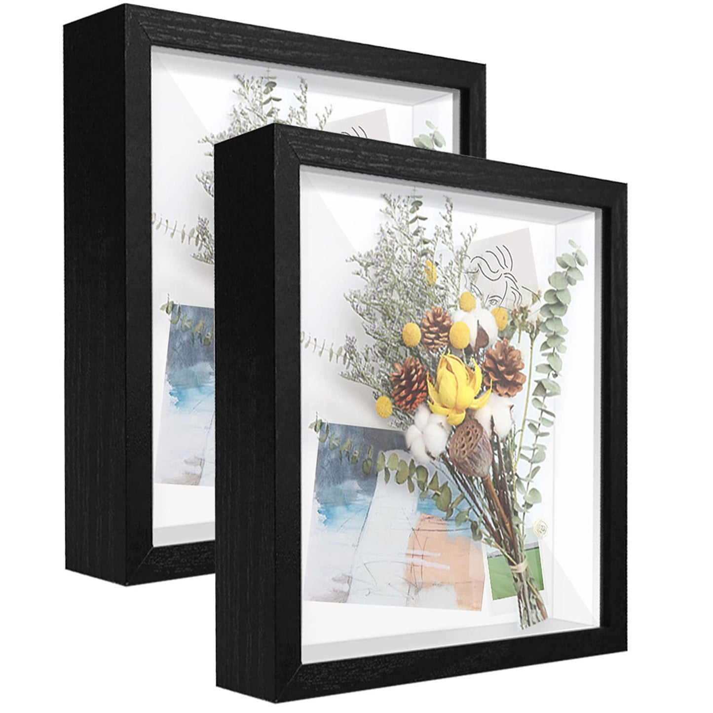 Shadow Box Frame Display Case with Letter Stickers, 3D Picture Frame, Display Case Box for Memorabilia, Baby Items, Wedding Memories, Crafts, Tickets and Photos