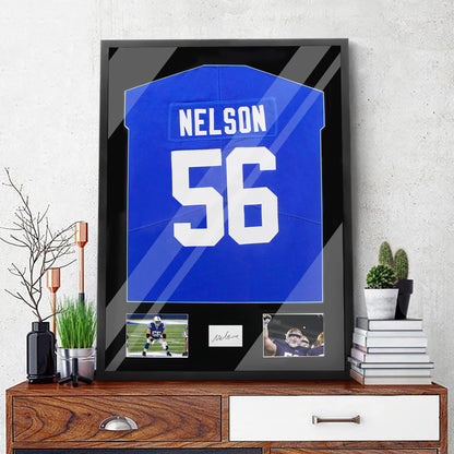 32"x24" Jersey Frame Display Case Wooden Wall Mounted Matt Black Shadow Box Displaying Two Idol's Photos and One Signature