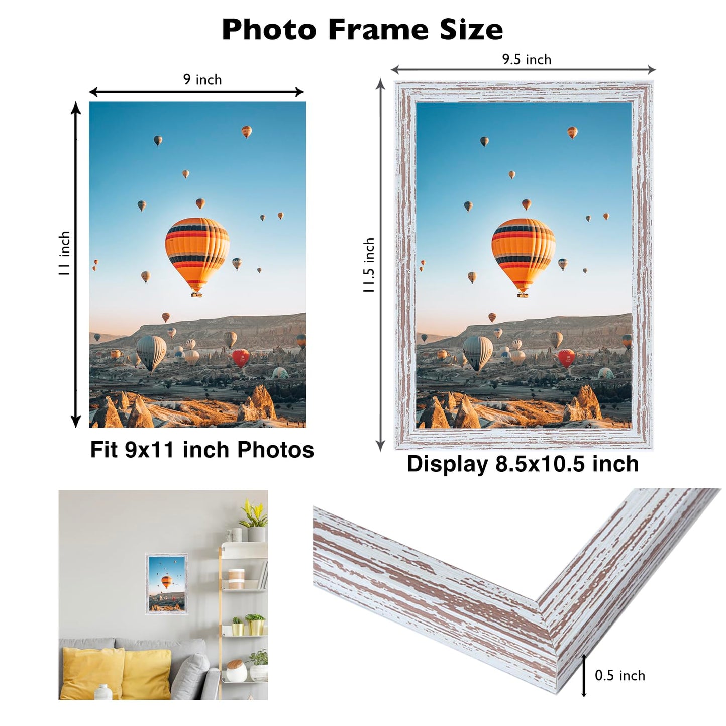 Picture Frame for Certificate Poster and Photo, Horizontal and Vertical Formats for Wall Hanging or Tabletop, Shatter Resistant Plexiglass