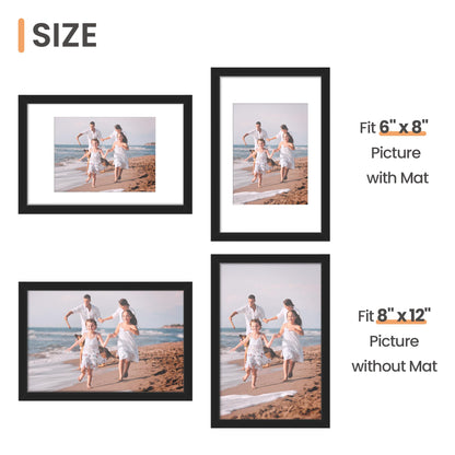 Picture Frame Set of 5, Display Pictures with Mat Without Mat, Wall Gallery Photo Frames