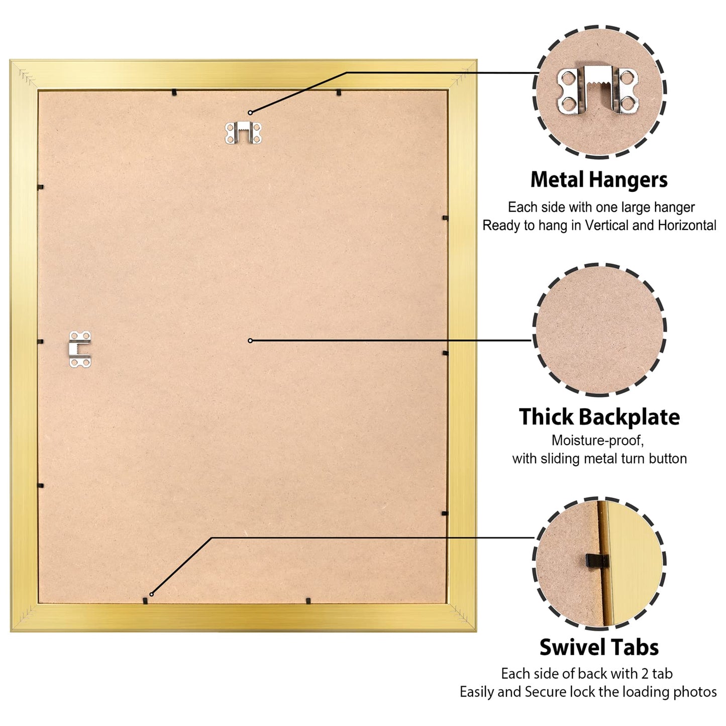 All Sizes Picture Frame, With or Without Mat, Stable and Sturdy Frame and Polished Plexiglass, Horizontal and Vertical Hanging