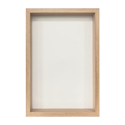 Wooden Shadow Box Frame – Display Case with Soft Felt Back, Memory Box with Tempered Glass, Elegant White Ball Push Pins