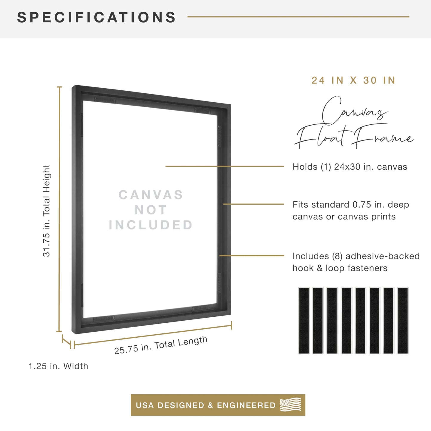 Floating Canvas Frame, Art Frames for Canvas Paintings with Adhesive Fasteners and Hanging Hardware