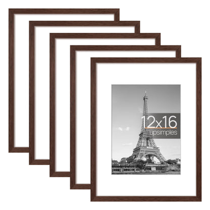 Picture Frame Set of 5, Display Pictures with Mat Without Mat, Wall Gallery Photo Frames