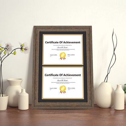 14x20 Double Diploma Frame, Black Frame to Display Double 8.5x11 Document, Solid Wood & Tempered Glass Protection