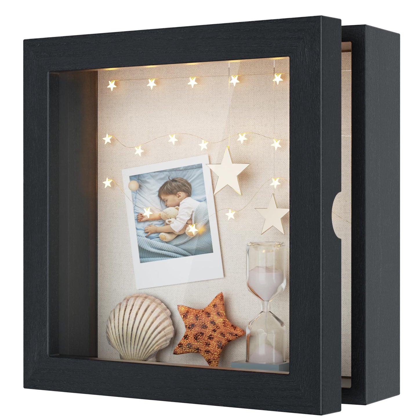 Shadow Box Display Case Picture Frame with Linen Back Wood Carbonized