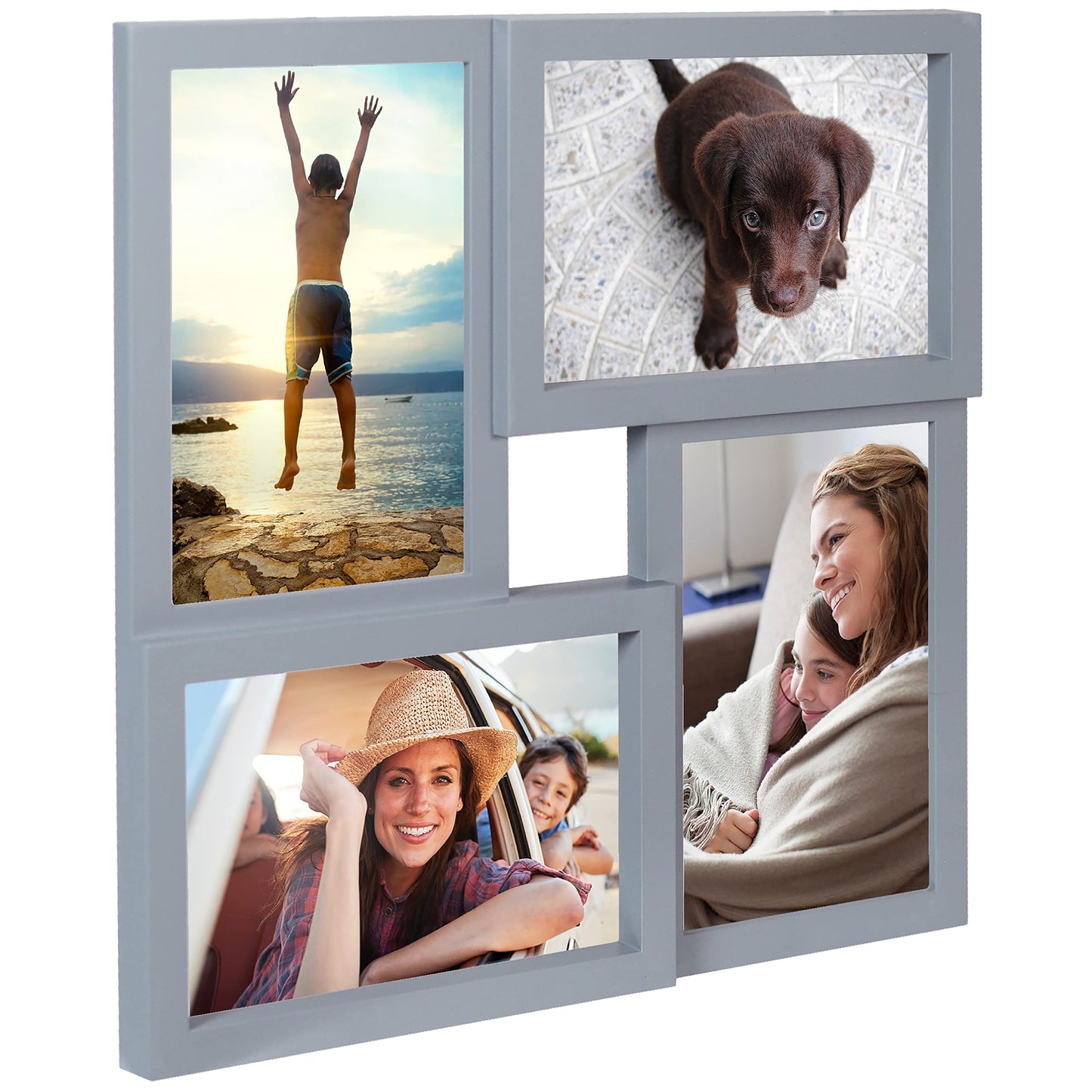 4-Opening Matted Collage Frame, Displays Four 4x6 Pictures