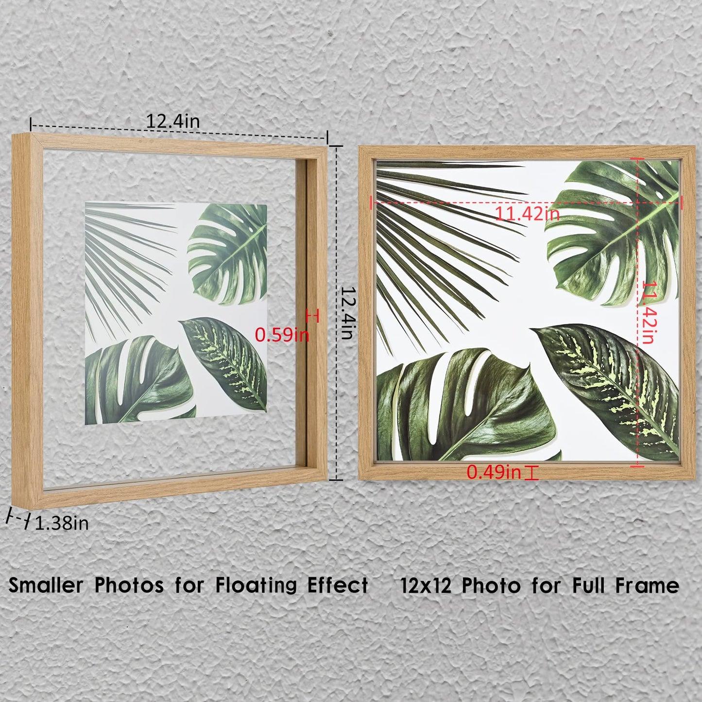 Floating Frame Set of 2, Double Glass Rustic Photo Frame for Wall Hanging or Tabletop, Display 4x6 or 3x5 Photo for Floating Effect