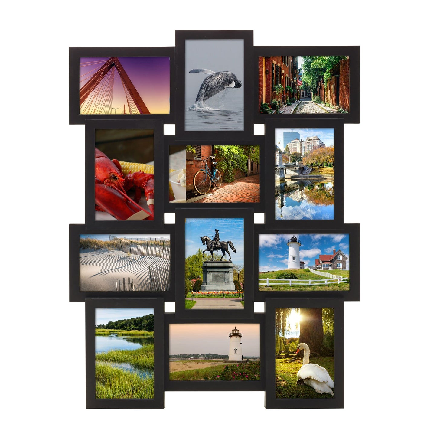 12 Opening Collage Frame, Displays 4x6 and 6x4 Inch Photos