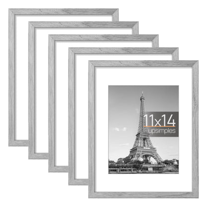 Picture Frame Set of 5, Display Pictures with Mat Without Mat, Wall Gallery Photo Frames