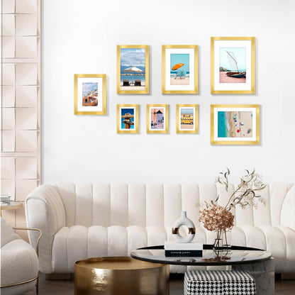 All Sizes Picture Frame, With or Without Mat, Stable and Sturdy Frame and Polished Plexiglass, Horizontal and Vertical Hanging