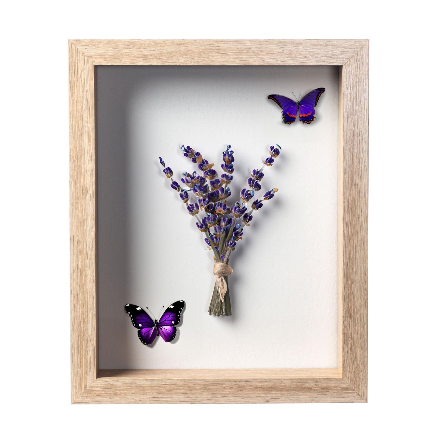 Wooden Shadow Box Frame – Display Case with Soft Felt Back, Memory Box with Tempered Glass, Elegant White Ball Push Pins