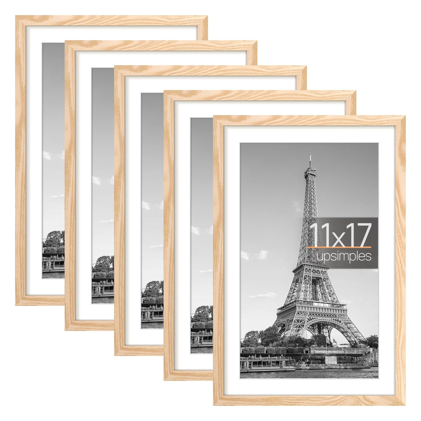 Picture Frame Set of 5, Display Pictures with Mat Without Mat, Wall Gallery Photo Frames