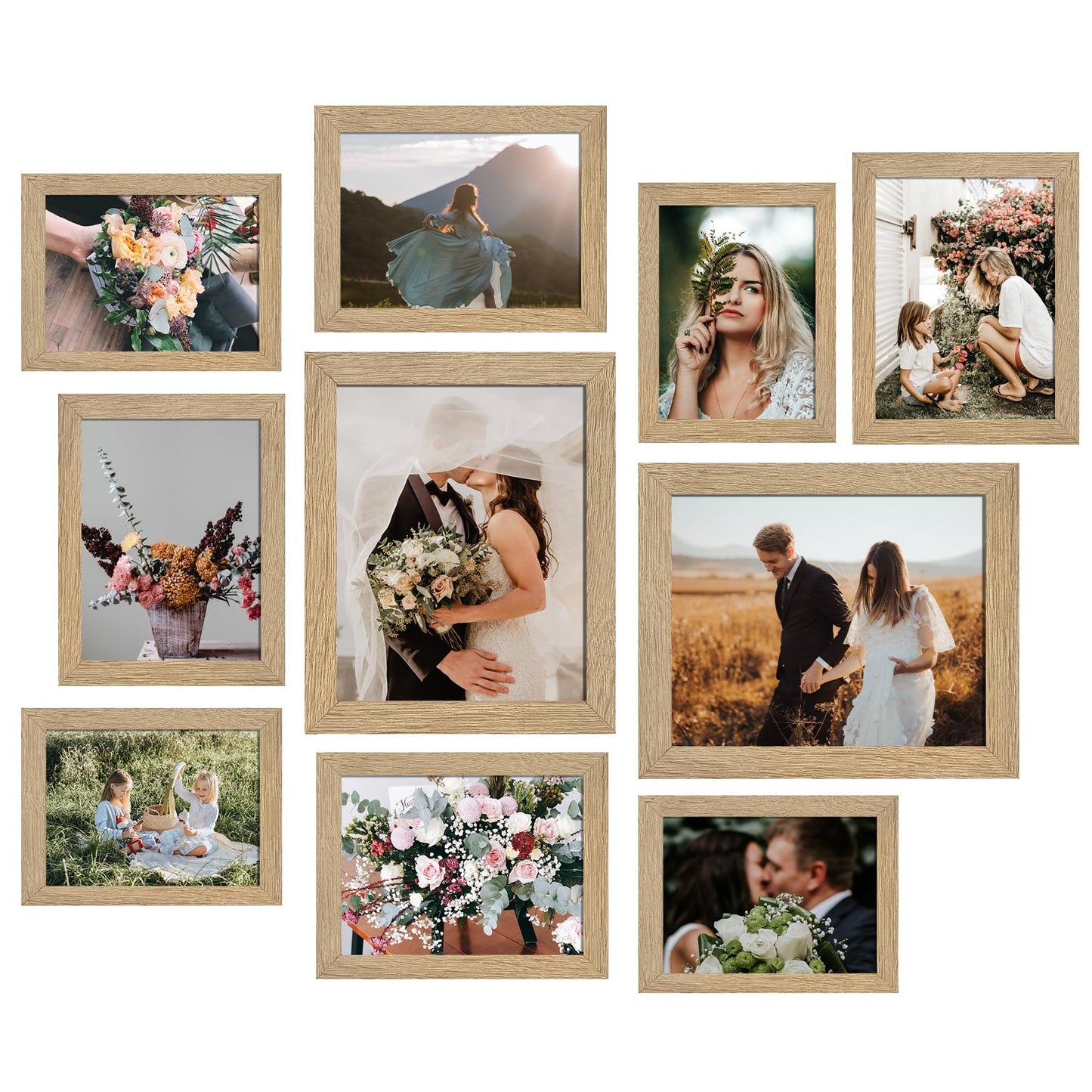 Picture Frame Set 10-Pack, Gallery Wall Frame Collage with 8x10 5x7 4x6 Frames in 3 Different Finishes