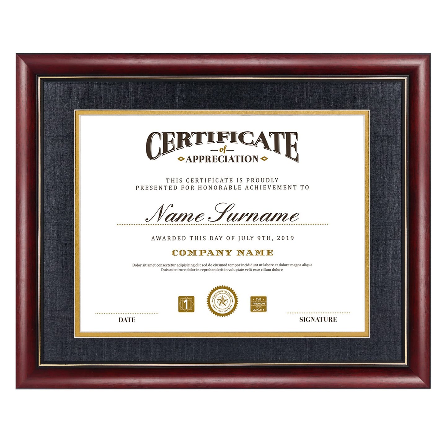 11x14 Diploma Frame 15x18 Certificate without Mat, Solid Wood & UV Protection Acrylic, Cherry Finish