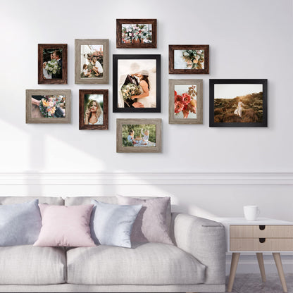 Picture Frame Set 10-Pack, Gallery Wall Frame Collage with 8x10 5x7 4x6 Frames in 3 Different Finishes