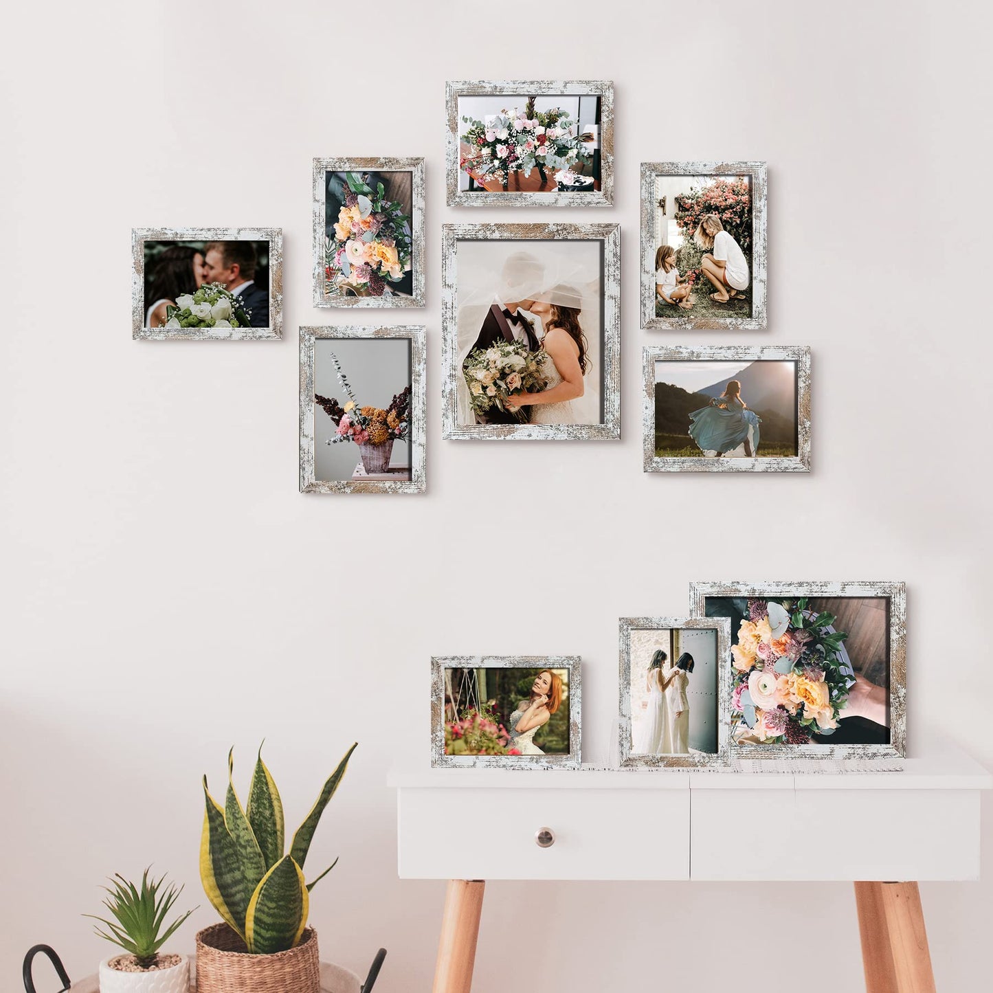 Picture Frame Set 10-Pack, Gallery Wall Frame Collage with 8x10 5x7 4x6 Frames in 3 Different Finishes