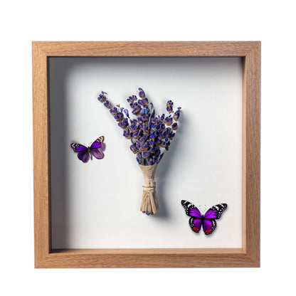 Wooden Shadow Box Frame – Display Case with Soft Felt Back, Memory Box with Tempered Glass, Elegant White Ball Push Pins