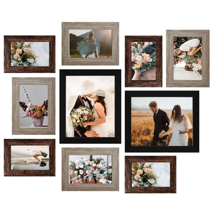 Picture Frame Set 10-Pack, Gallery Wall Frame Collage with 8x10 5x7 4x6 Frames in 3 Different Finishes