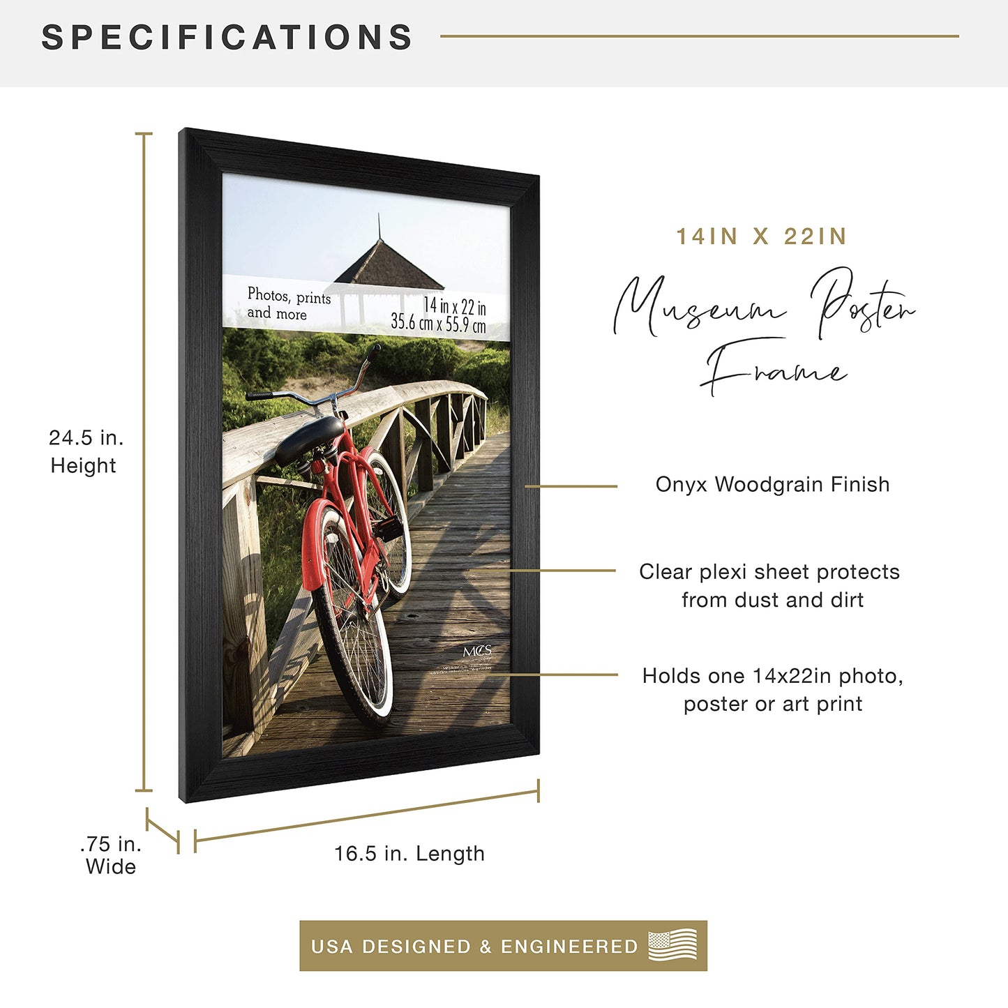 Museum Poster Frame Medium Oak, Vertical & Horizontal Wall Hanging Large Picture Frame for Photos, Posters & Art Prints