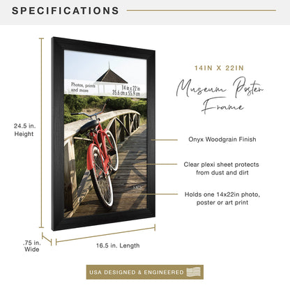 Museum Poster Frame Medium Oak, Vertical & Horizontal Wall Hanging Large Picture Frame for Photos, Posters & Art Prints