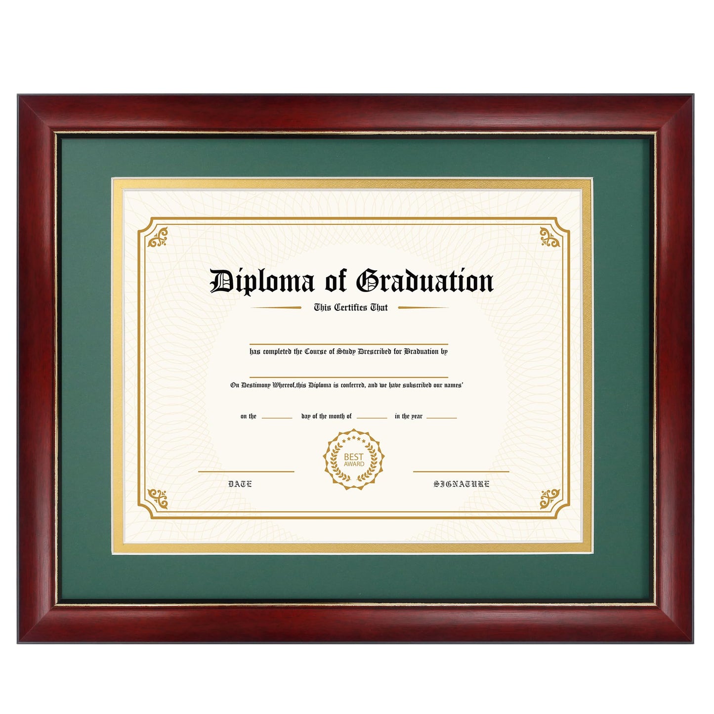 11x14 Diploma Frame 15x18 Certificate without Mat, Solid Wood & UV Protection Acrylic, Cherry Finish