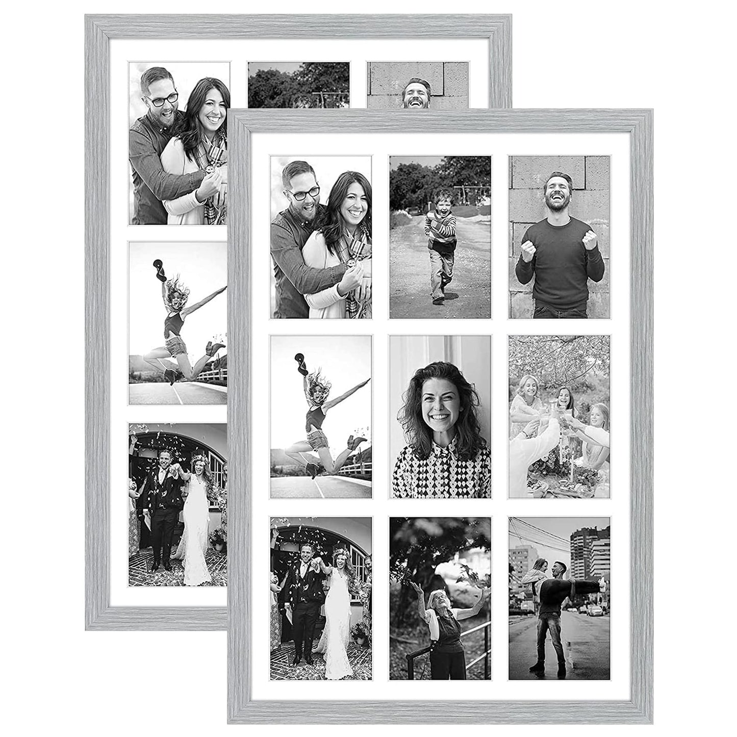 13.6x19.7 Wood Collage Frame with Real Glass and White Displays (9) 4x6 Pictures