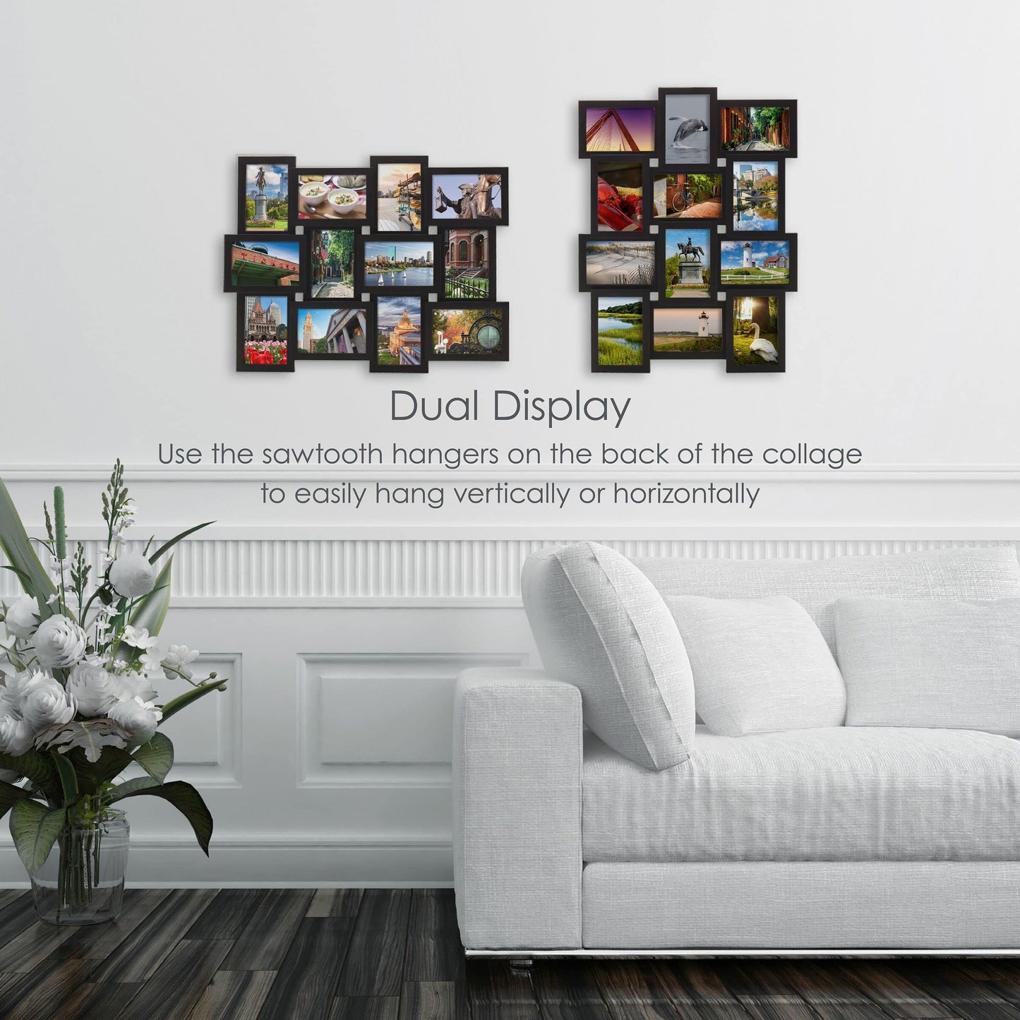 12 Opening Collage Frame, Displays 4x6 and 6x4 Inch Photos