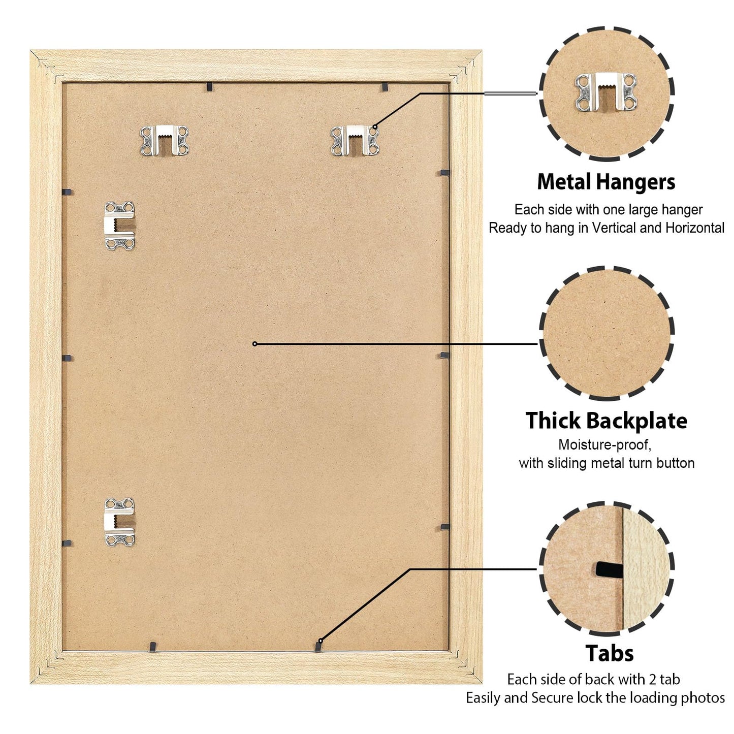 All Sizes Picture Frame, With or Without Mat, Stable and Sturdy Frame and Polished Plexiglass, Horizontal and Vertical Hanging