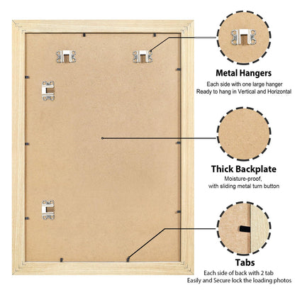 All Sizes Picture Frame, With or Without Mat, Stable and Sturdy Frame and Polished Plexiglass, Horizontal and Vertical Hanging