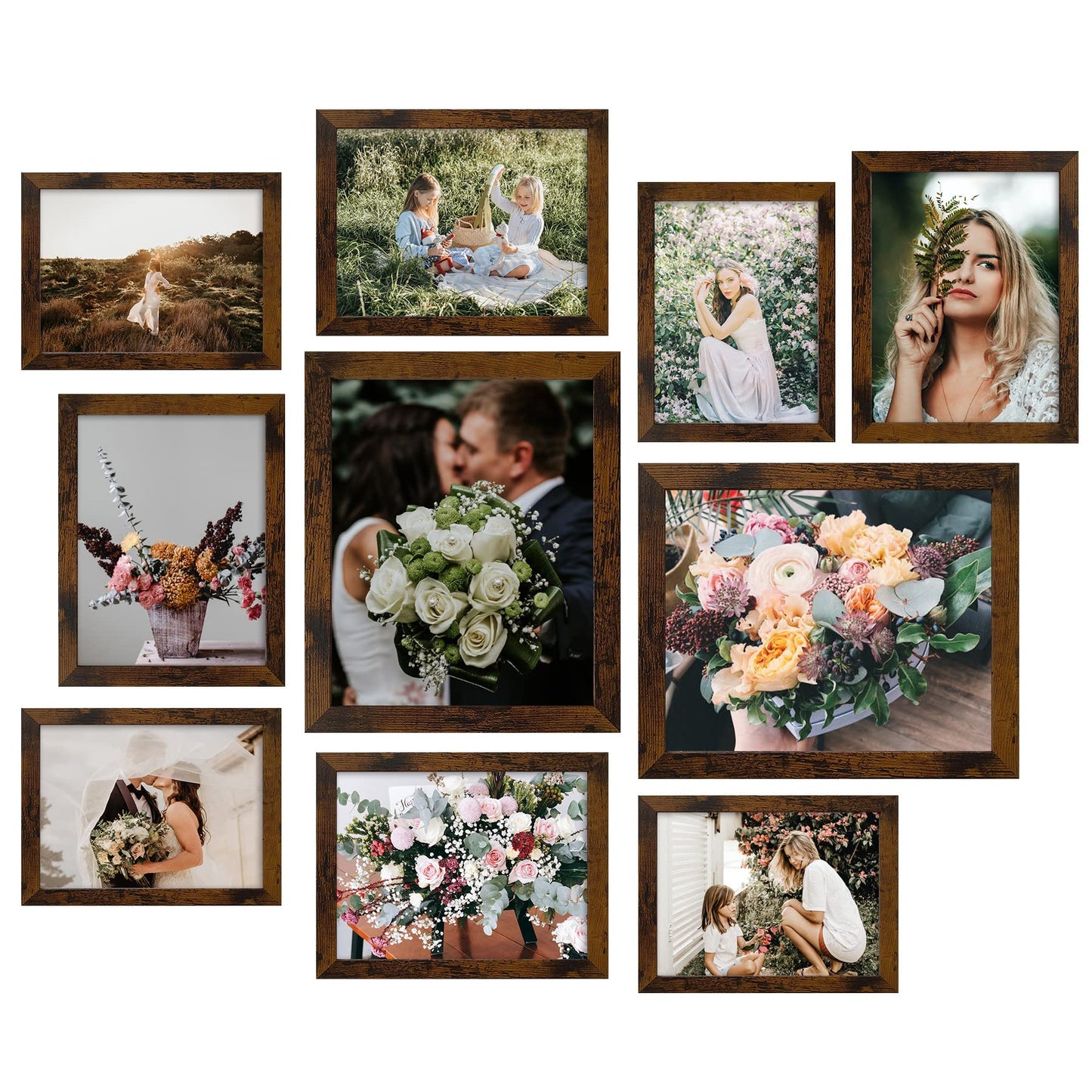 Picture Frame Set 10-Pack, Gallery Wall Frame Collage with 8x10 5x7 4x6 Frames in 3 Different Finishes