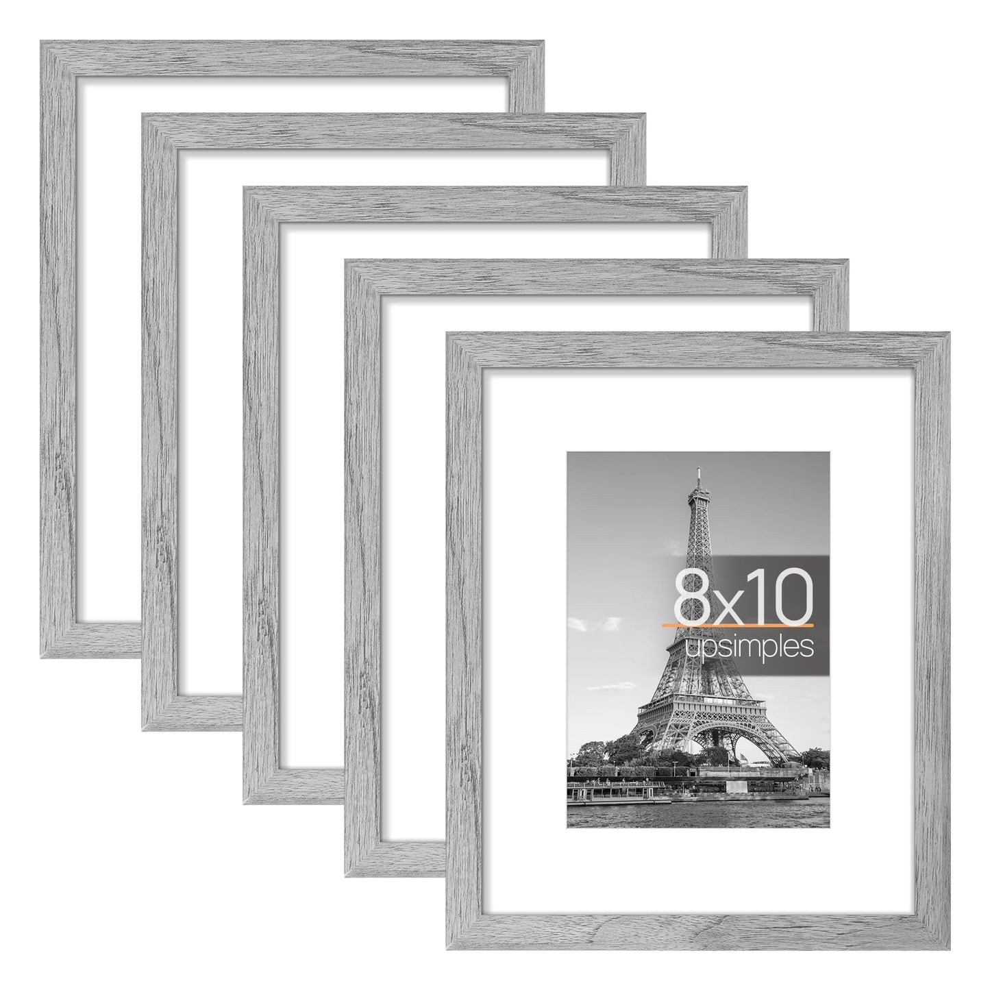 Picture Frame Set of 5, Display Pictures with Mat Without Mat, Wall Gallery Photo Frames