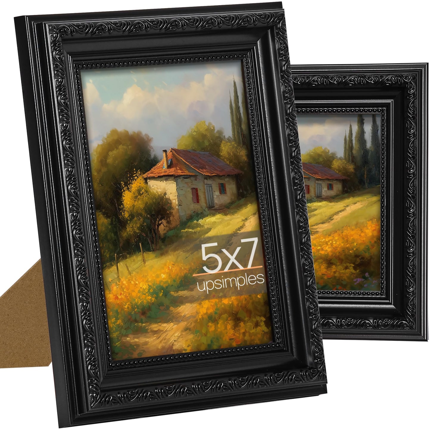 Picture Frame with Real Glass, 2 Pack Ornate Vintage Picture Frames for Wall or Tabletop Display