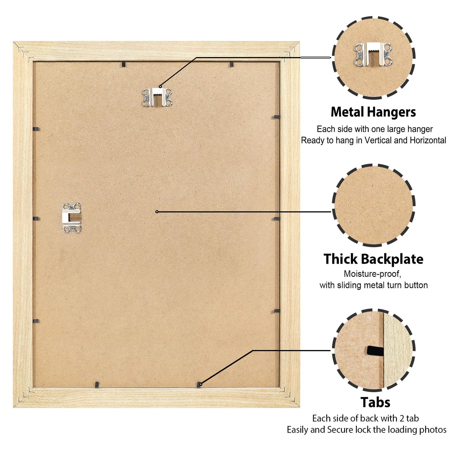 All Sizes Picture Frame, With or Without Mat, Stable and Sturdy Frame and Polished Plexiglass, Horizontal and Vertical Hanging