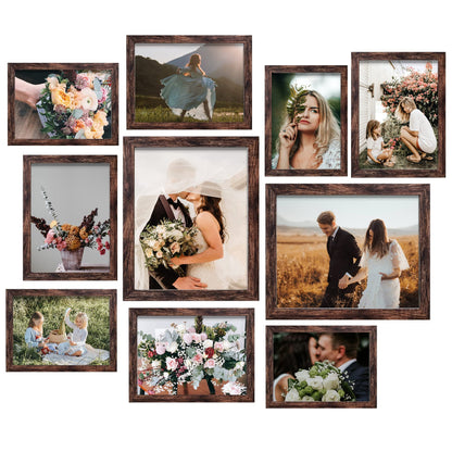 Picture Frame Set 10-Pack, Gallery Wall Frame Collage with 8x10 5x7 4x6 Frames in 3 Different Finishes