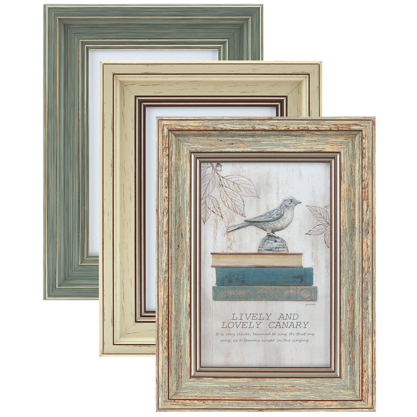 3 Pack Picture Frames Farmhouse Rustic Vintage Distressed Wood Grain Photo Frame with Tempered Glass for Table Top Display and Wall Hanging