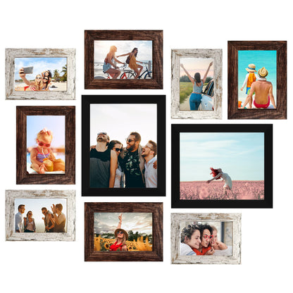 Picture Frame Set 10-Pack, Gallery Wall Frame Collage with 8x10 5x7 4x6 Frames in 3 Different Finishes