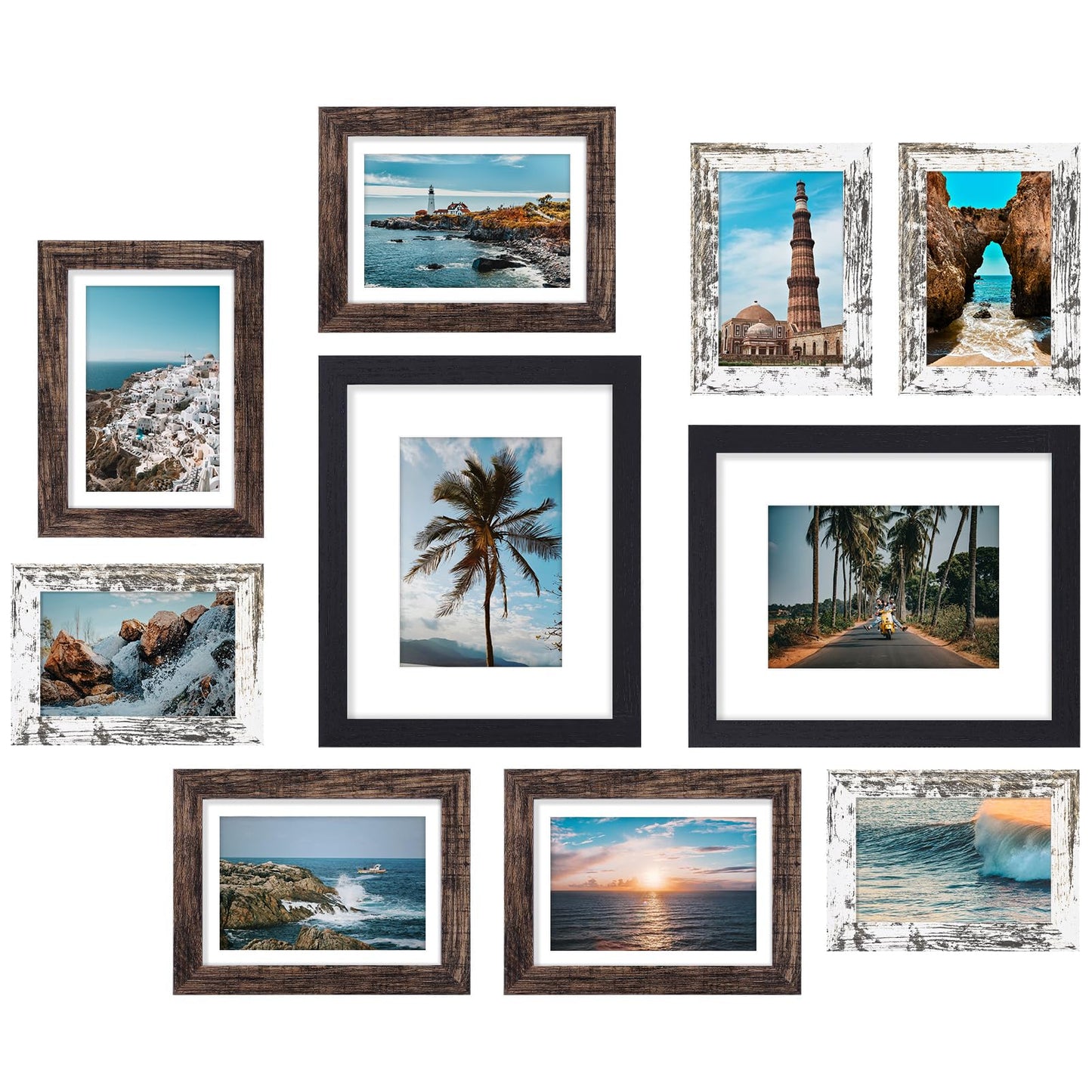 10 Pack Picture Frames Collage Wall Decor, Gallery Frame Set for Wall or Tabletop Display, Two 8x10, Four 5x7, and Four 4x6 Photo Frames