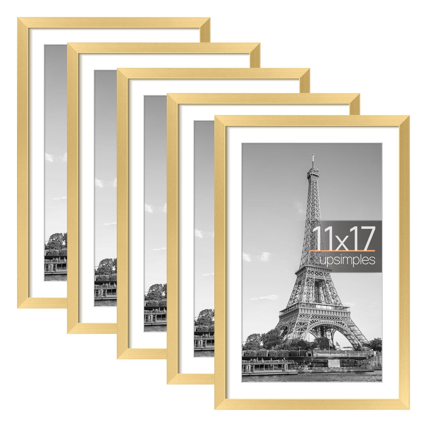 Picture Frame Set of 5, Display Pictures with Mat Without Mat, Wall Gallery Photo Frames