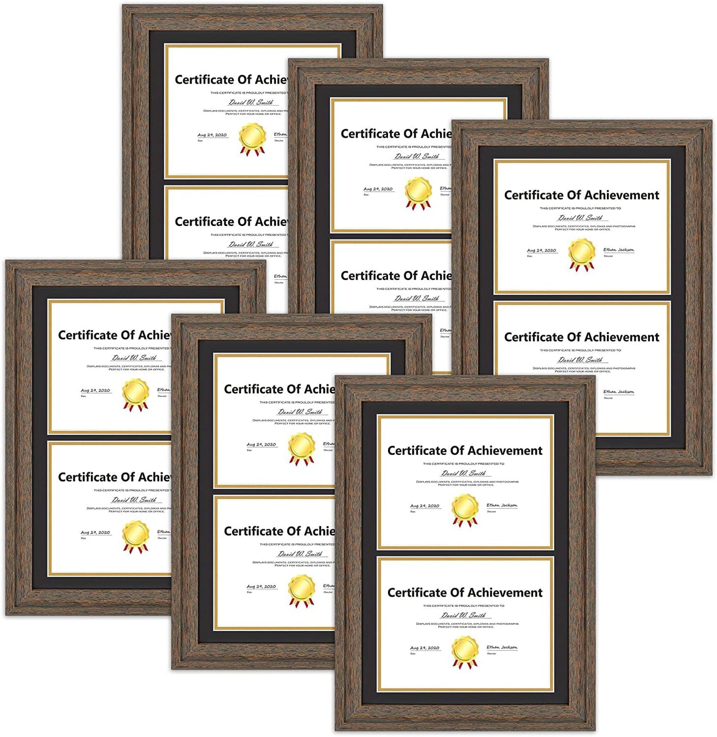 14x20 Double Diploma Frame, Black Frame to Display Double 8.5x11 Document, Solid Wood & Tempered Glass Protection