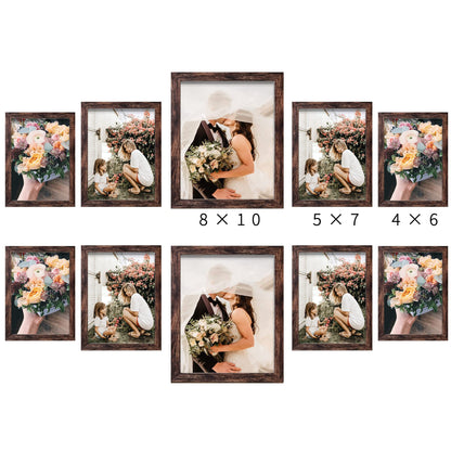 Picture Frame Set 10-Pack, Gallery Wall Frame Collage with 8x10 5x7 4x6 Frames in 3 Different Finishes