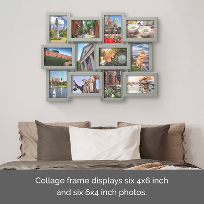 12 Opening Collage Frame, Displays 4x6 and 6x4 Inch Photos