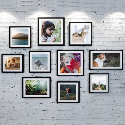 Picture Frame Set of 5, Display Pictures with Mat Without Mat, Wall Gallery Photo Frames